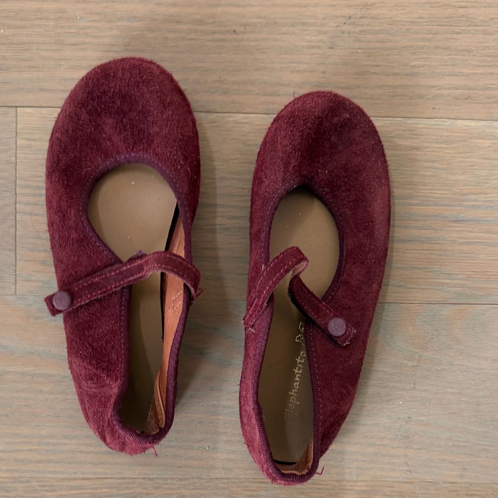 Elephantito Burgundy Suede Mary Jane Flats
